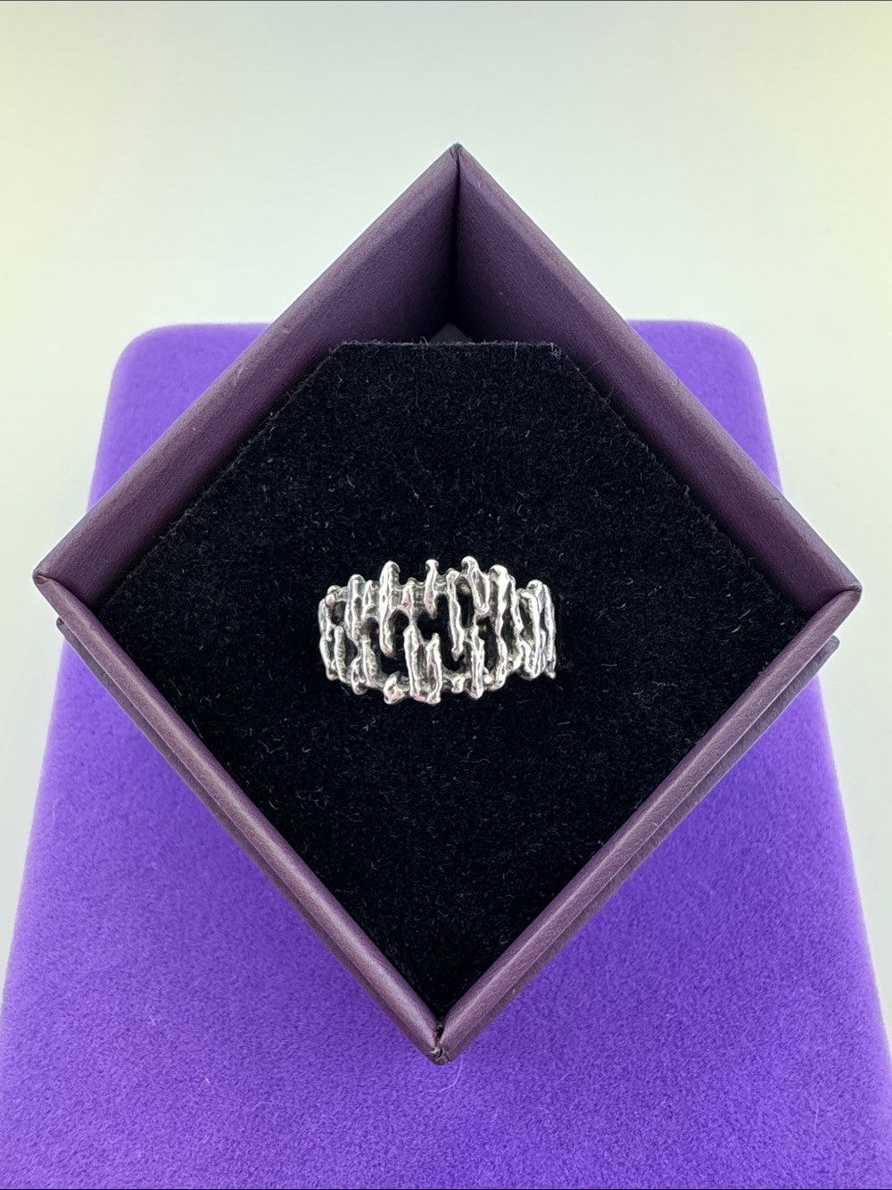 💛 Vintage Sterling Silver Textured Band Ring | Brutalist Handmade